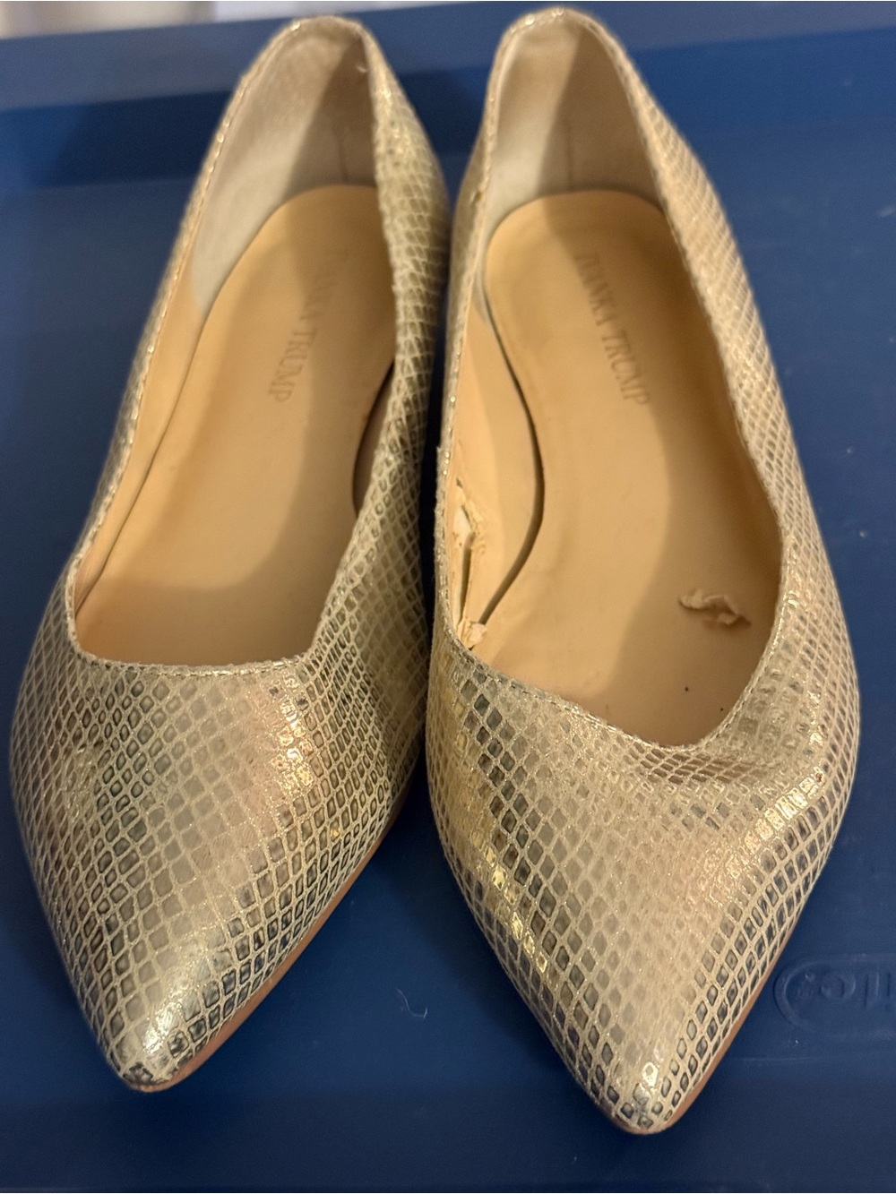 Ivanka Trump Red Trim Nude Leather Flats